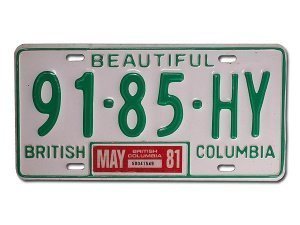 Nummernschild aus Kanada British Columbi