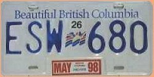 Nummernschild aus Kanada British Columbi