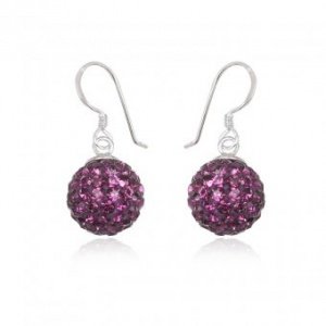 Ohrh?nger Ball Silber Crystal violett