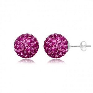Ohrstecker Ball Silber Crystal fuchsia