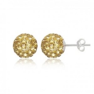 Ohrstecker Ball Silber Crystal gold