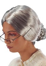 Oma Perücke mit Dutt grau