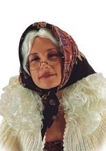 Oma Perücke mit Locken weiss