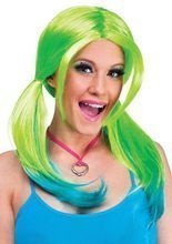 Ombre Cosplay-Perücke mit Zöpfen grün-bl