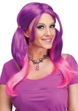 Ombre Cosplay-Perücke mit Zöpfen lila-ro