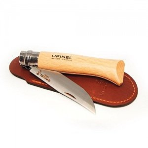 Opinel N8 Carbonstahl Messer Lederscheid