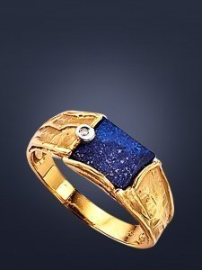Organischer Goldring mit Lapislazuli