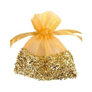 Organzasäckchen Flitter, gold, 6 St.