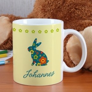 Ostertasse mit buntem Hasen