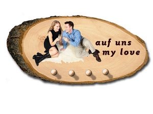 Ovales Schlüsselbrett aus Holz mit Ihrem