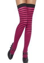 Overknees-Strümpfe gestreift, schwarz-pi