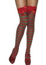 Overknees geringelt mit Schleife, grün-r