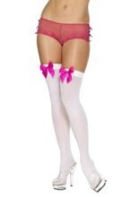 Overknees weiß Mit Schleife pink