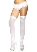 Overknees weiß Weiße Schleife