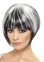 Pagenkopf Perücke, weiss-schwarz