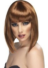 Pagenkopf Pony Perücke glatt braun