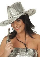 Pailletten Cowboy Hut silber