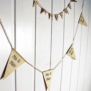 Papier-Wimpelkette Mr & Mrs Newsprint, 3
