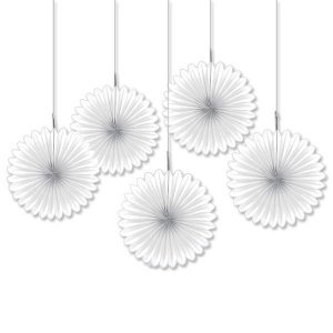 Papierdeko Fächer, 5 St., weiss