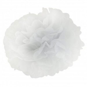 Papierdekoration Flower Pom Pom weiß