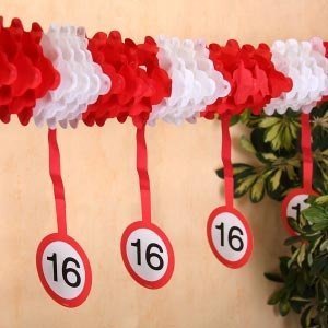 Papiergirlande Verkehrsschild *16*