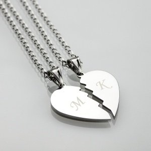 Partneranhänger silbernes Herz mit Gravu