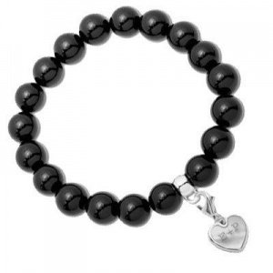 Perlenarmband Onyx mit Herzanhänger