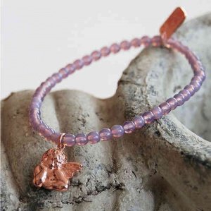 Perlenarmband mit Engel rosévergoldet/vi
