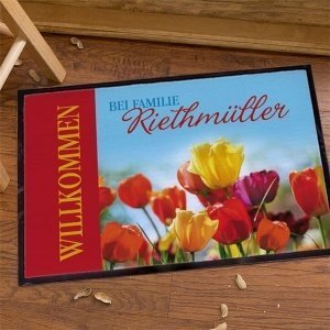 Persönliche Frühlings-Fußmatte mit Tulpe