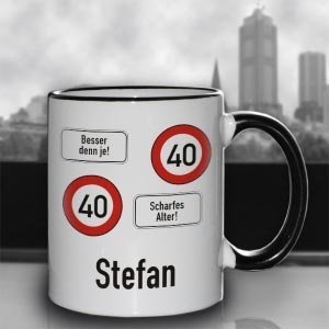 Persönliche Tasse *Achtung 40* mit Namen