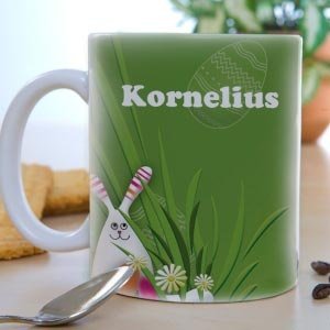Persönliche Tasse zu Ostern mit Hasenmot
