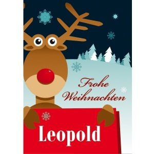 Persönliche Weihnachtspostkarte mit Elch