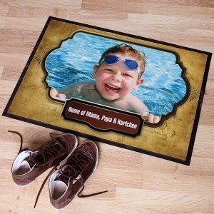 Persönlicher Foto-Fußabtreter mit Text