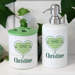 Persönliches Badset mit verziertem Herz