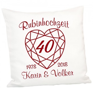 Persönliches Zierkissen Rubinhochzeit