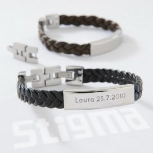 Personalisierbares Lederarmband schwarz