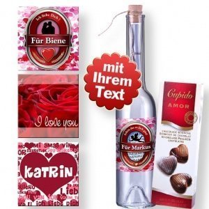 Personalisierte Flaschenpost Liebe und P