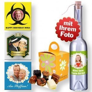 Personalisierte Foto-Flaschenpost und Va