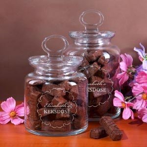 Personalisierte Glasdose mit Namen und O