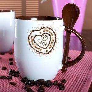 Personalisierte Tasse mit Löffel *Kaffeeliebhaber*
