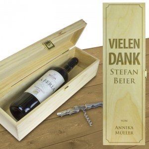 Personalisierte Weinkiste - Danksagung