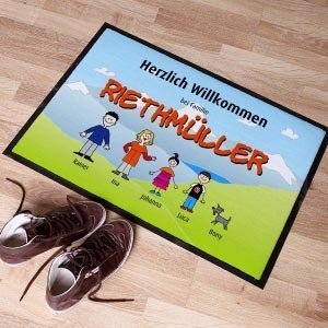 Personalisierter Fußabtreter Familie im 