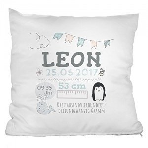 Kissen zur Geburt mit Geburtsdaten
