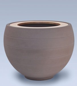 PFLANZTOPF M2  PURPURGRAU MIT HOLZRAHMEN