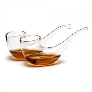 Pfeife Gläser mit Holzständer - Trinkgläser Whisky im 2er Set