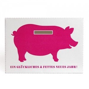 PIGGY BANK Spartüte / Neujahrskarte SCHW