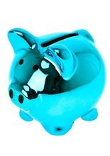 Piggy Bank Coin Bank chrome turquoise