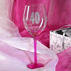 Pinkes Wein Glas zum 40.Geburtstag