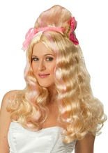 Pinup Perücke lang Hawaiiblume toupiert 