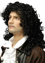 Pirat Herren-Perücke Locken schwarz